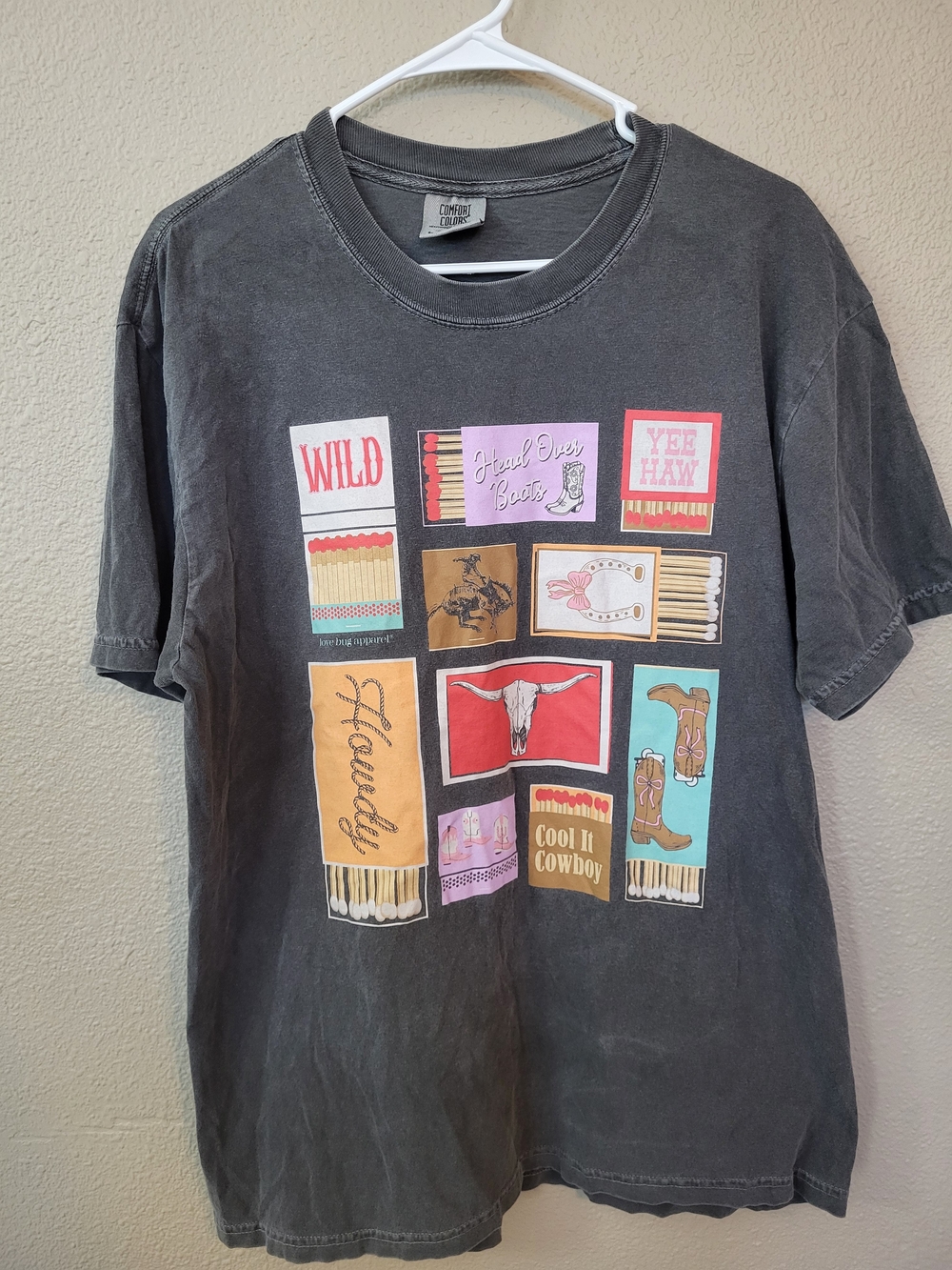 Comfort Colors Charcoal Short Sleeve Tee with Western Matchbox Graphics